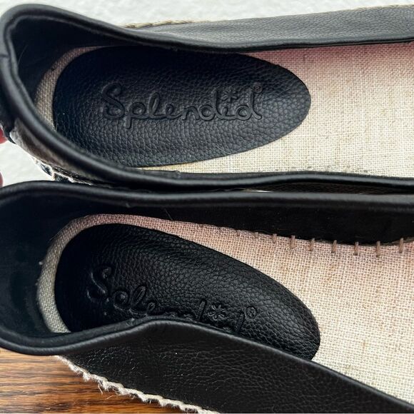 Splendid Ace Espadrille Ankle Strap Flats Black Leather 8.5 - Picture 6 of 7